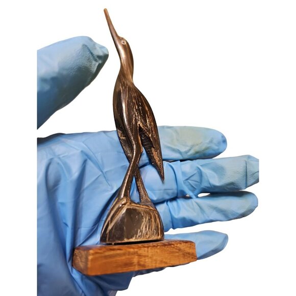 VTG Hand Carved Water Buffalo Horn Crane Egret Heron Bird 6" Figurine Statue - Picture 4 of 4